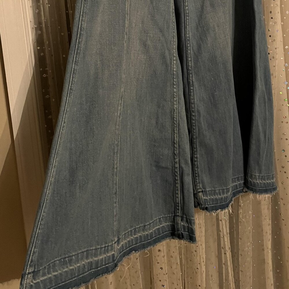 Free People Womens Denim Button Fly Bell Bottom Jeans Blue 25 - Picture 9 of 9